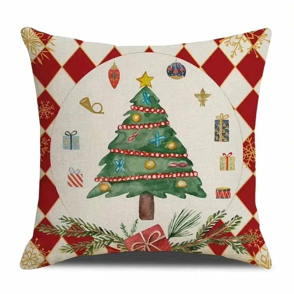 Christmas Tree Decorative Pillowcase Linen Blend Christmas Home Decoration
